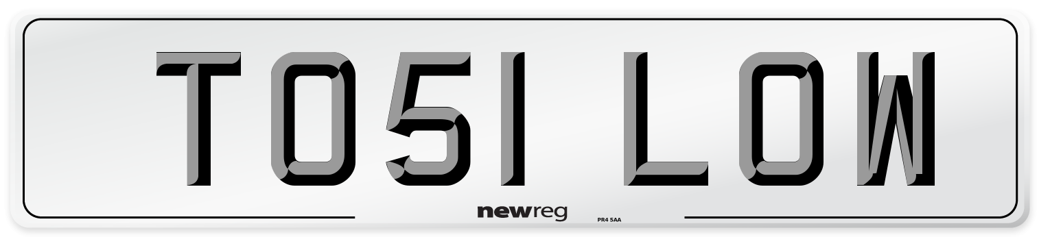 TO51 LOW Number Plate from New Reg